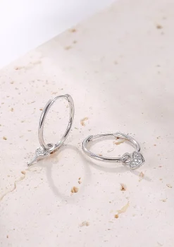 Creolen | Hey Happiness Herz und Schlüssel Charm Creolen aus Sterlingsilber Silver