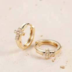 Huggie Ohrringe | Hey Happiness Hoffnung Huggie Creolen Ohrringe 14K Gold