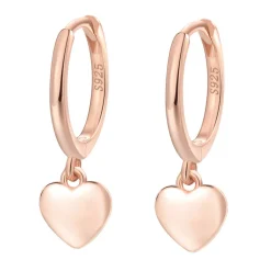 Huggie Ohrringe | Hey Happiness Huggie Creolen mit Herz Anhänger aus Sterlingsilber mit Goldüberzug