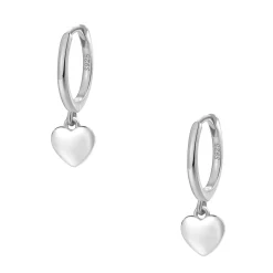 Huggie Ohrringe | Hey Happiness Huggie Creolen mit Herz Anhänger aus Sterlingsilber mit Goldüberzug