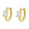 Huggie Ohrringe | Hey Happiness Huggie Ohrringe mit Quadratischen Steinen Sterlingsilber in Gold