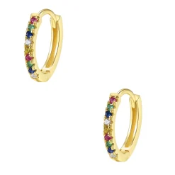 Huggie Ohrringe | Hey Happiness Huggies mit Bunten Strasssteinen aus Sterlingsilber mit überzug Gold