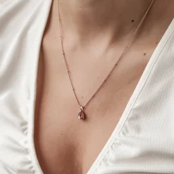 Filigrane Ketten | Hey Happiness Januar Granat Geburtsstein Halskette Sterlingsilber