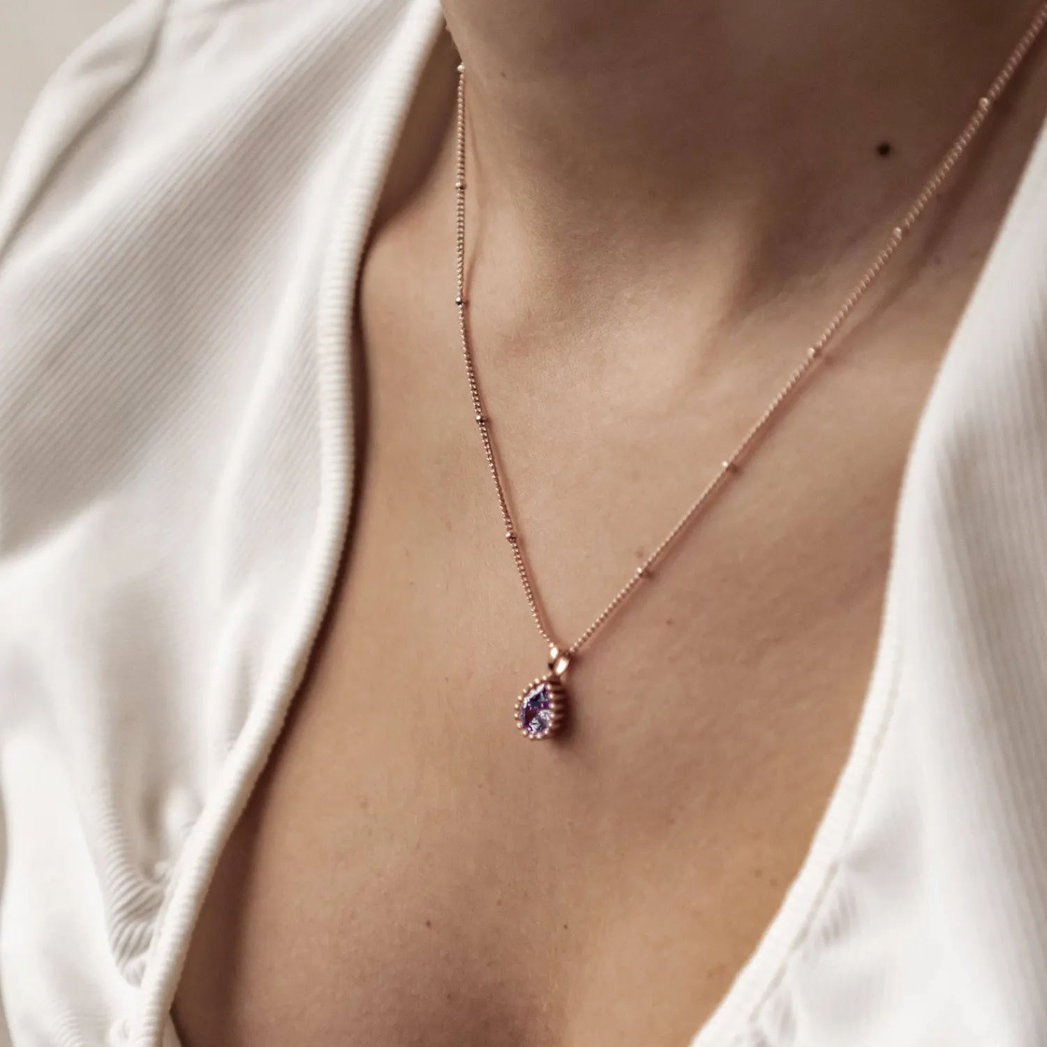 Filigrane Ketten | Hey Happiness Juni Alexandrit Geburtsstein Halskette Sterlingsilber