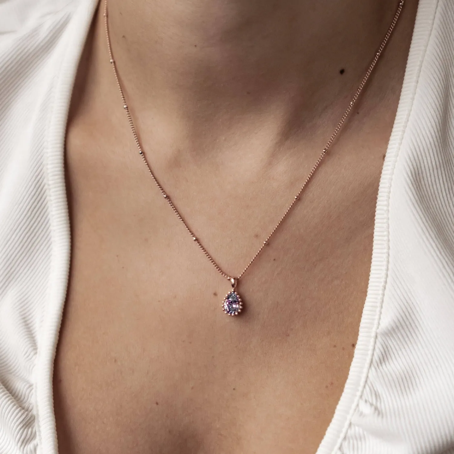 Filigrane Ketten | Hey Happiness Juni Alexandrit Geburtsstein Halskette Sterlingsilber