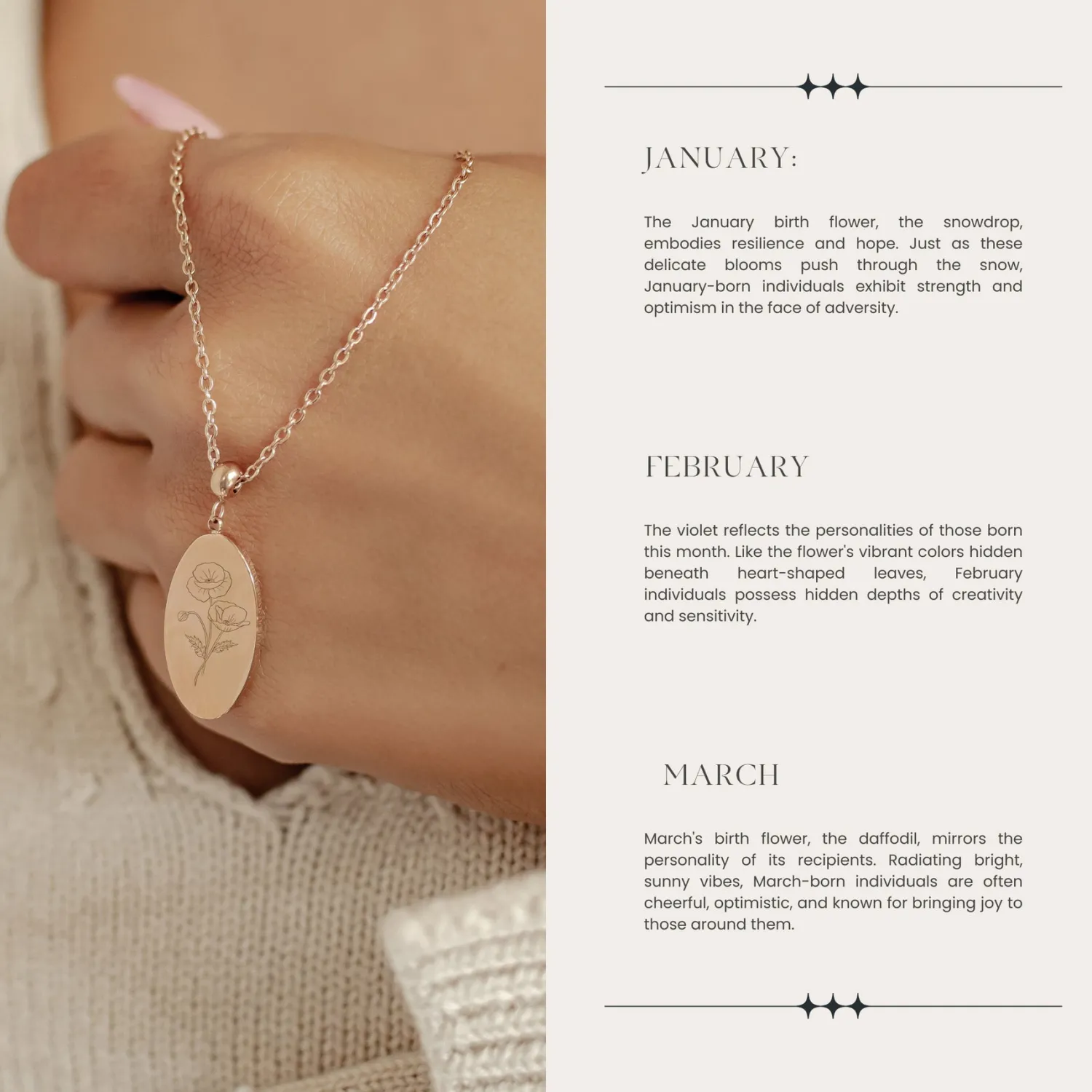Anhänger | Hey Happiness Kette Geburtsblume Oval Anhänger