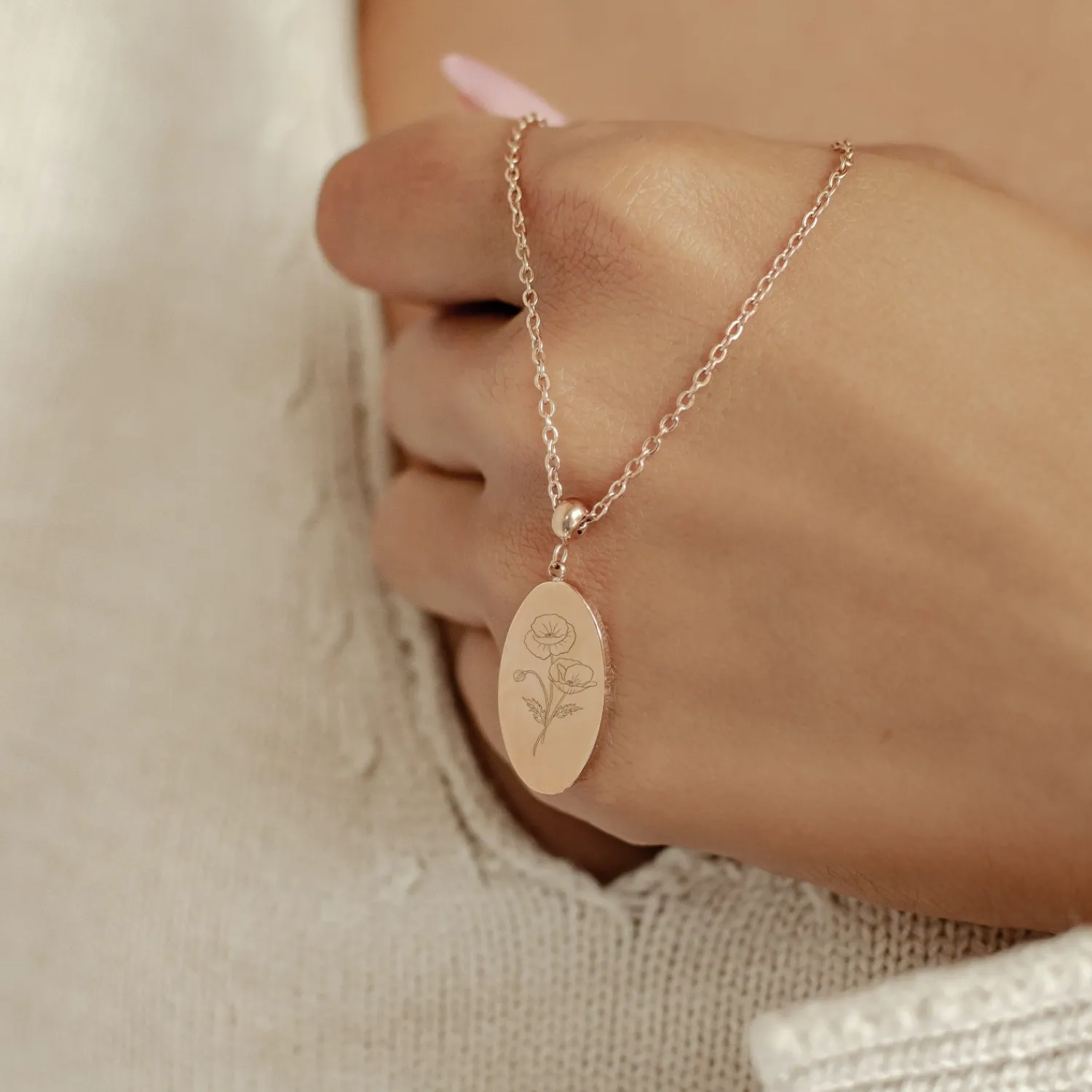 Anhänger | Hey Happiness Kette Geburtsblume Oval Anhänger