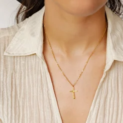 Filigrane Ketten | Hey Happiness Kette mit Kreuz Anhänger in farbe Gold