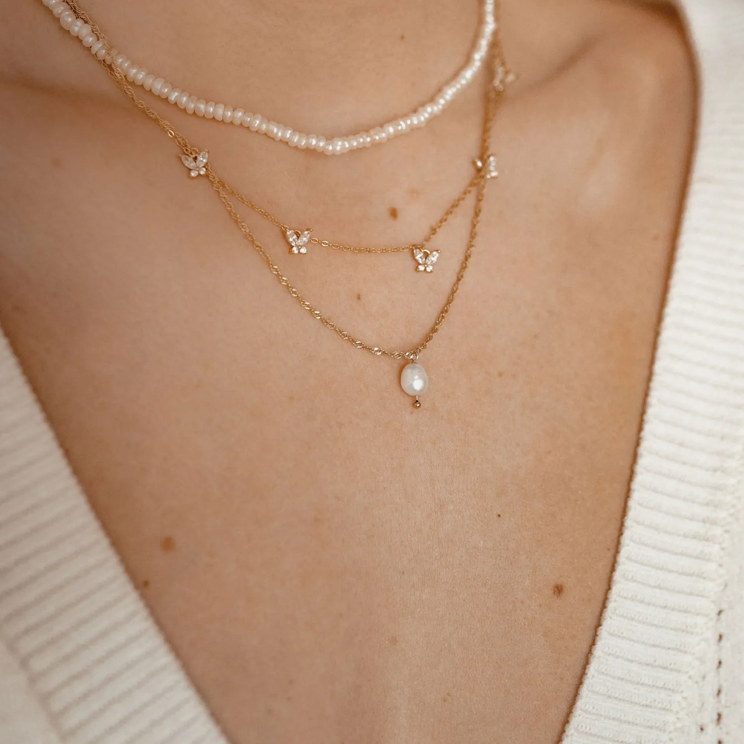 Perlenketten | Filigrane Ketten | Hey Happiness Kette mit Perle Sterlingsilber