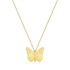 Filigrane Ketten | Hey Happiness Kette mit Schmetterling Anhänger Sterlingsilber in Gold