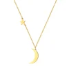 Filigrane Ketten | Hey Happiness Kette mit Stern und Mond Anhängern in farbe Gold