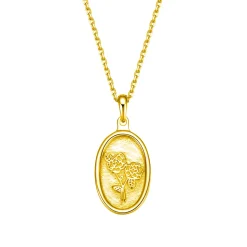 Filigrane Ketten | Hey Happiness Kette Ovaler Rose Anhänger Sterlingsilber in Gold