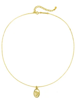 Filigrane Ketten | Hey Happiness Kette Ovaler Rose Anhänger Sterlingsilber in Gold