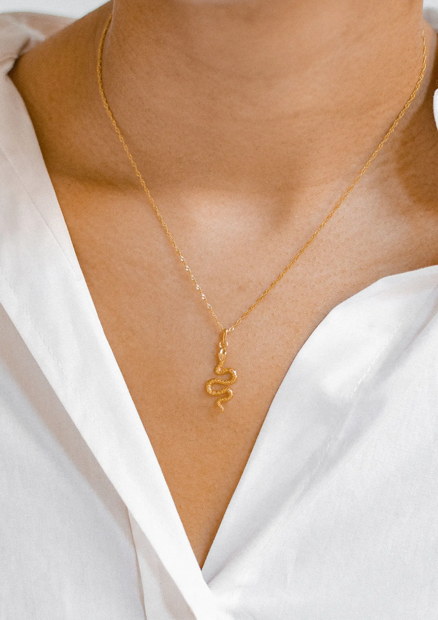 Filigrane Ketten | Hey Happiness Kette Schlange Anhänger Sterlingsilber in Gold