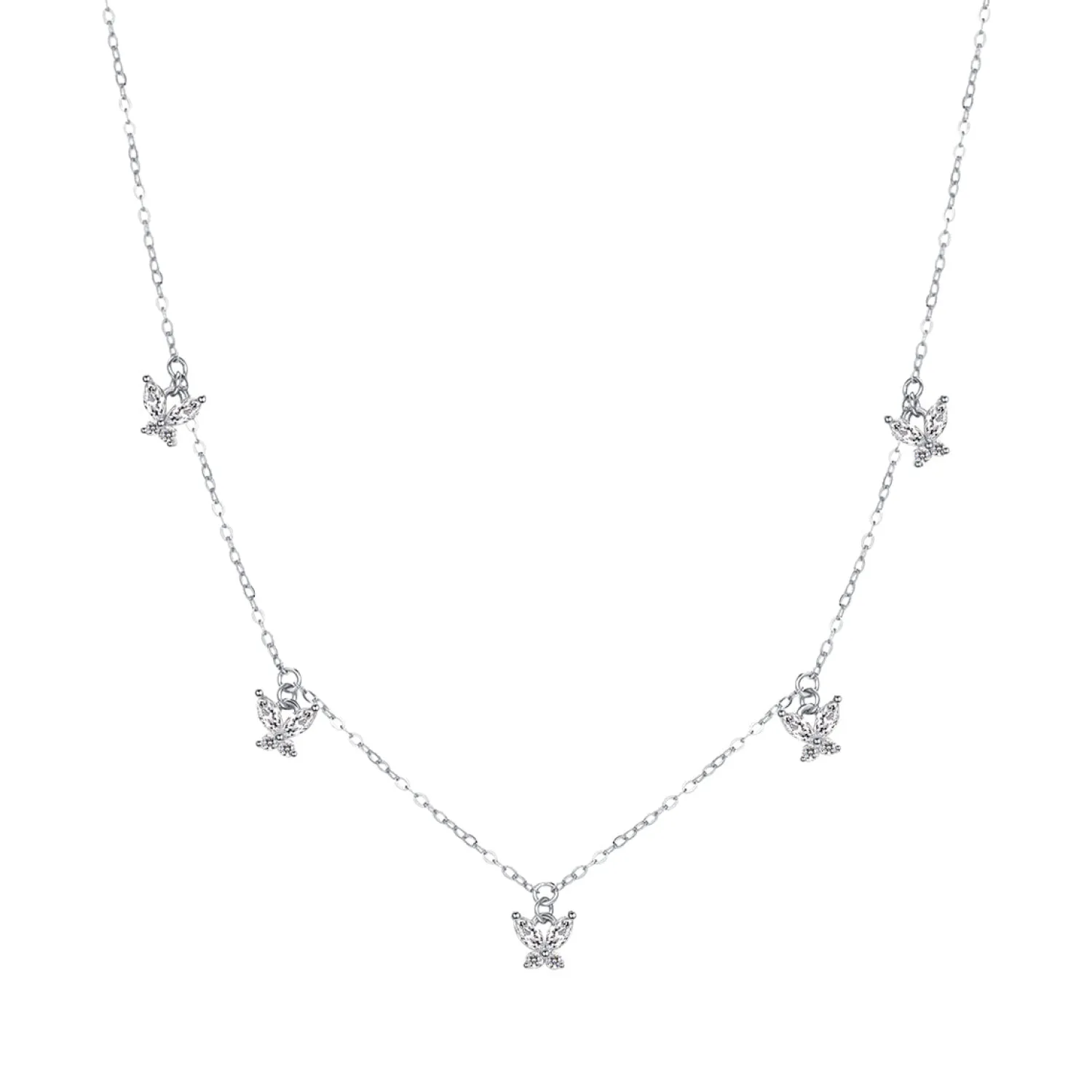 Filigrane Ketten | Hey Happiness Kette Schmetterling Anhänger mit Schmucksteinen Sterlingsilber