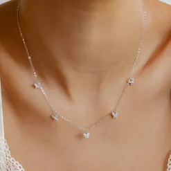 Filigrane Ketten | Hey Happiness Kette Schmetterling Anhänger mit Schmucksteinen Sterlingsilber