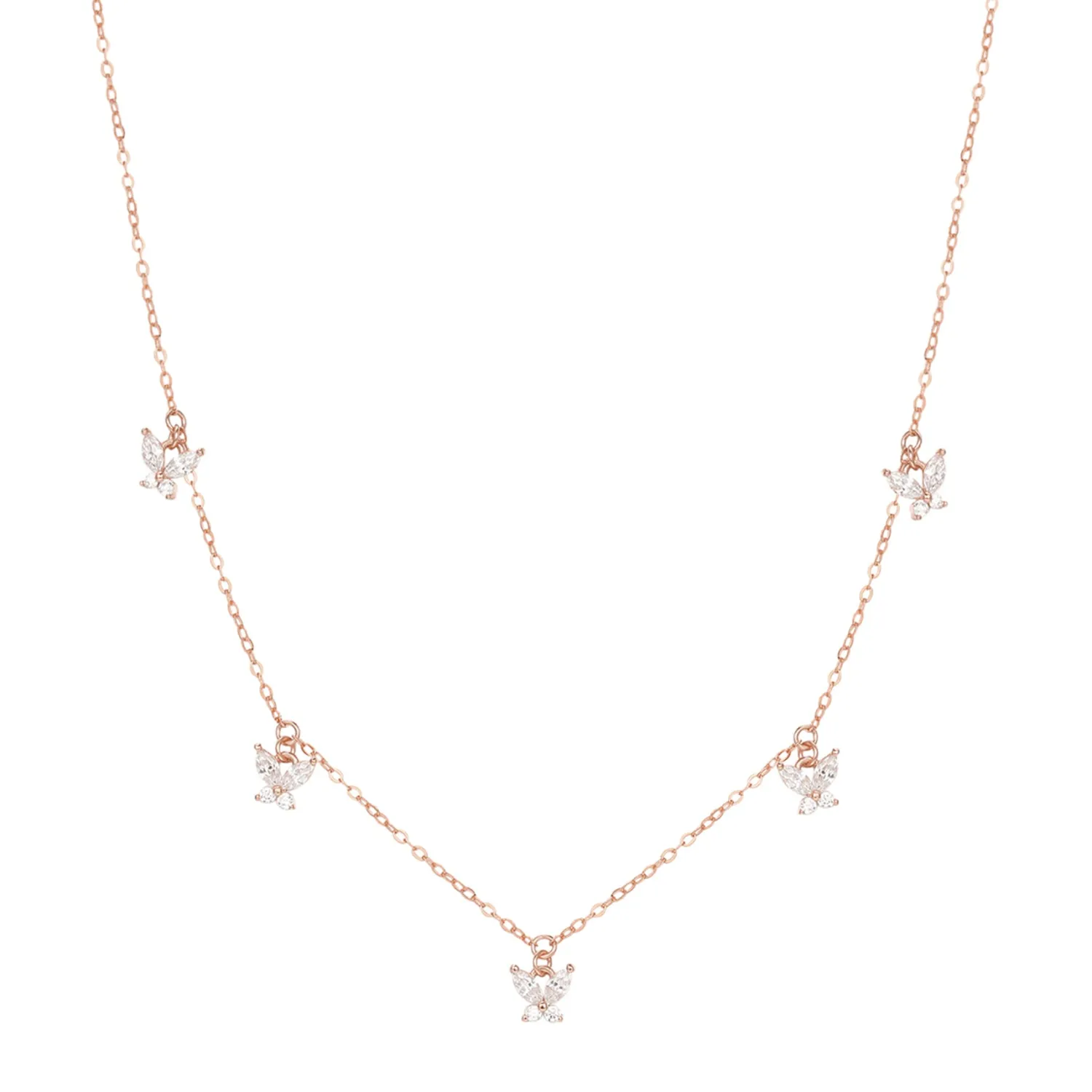 Filigrane Ketten | Hey Happiness Kette Schmetterling Anhänger mit Schmucksteinen Sterlingsilber