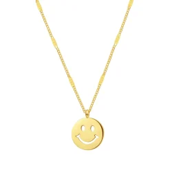 Filigrane Ketten | Hey Happiness Kette Smiley Gesicht Anhänger Sterlingsilber in Gold