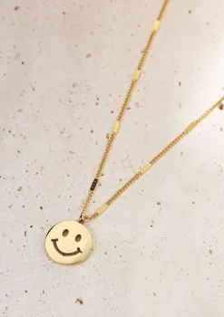 Filigrane Ketten | Hey Happiness Kette Smiley Gesicht Anhänger Sterlingsilber in Gold