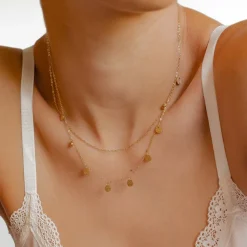 Filigrane Ketten | Hey Happiness Kette Strukturierter Kreis in farbe Gold