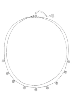 Filigrane Ketten | Hey Happiness Kette Strukturierter Kreis in Silberfarbe Silver