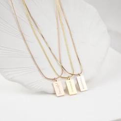 Filigrane Ketten | Hey Happiness Kette Viereck Anhänger Gold