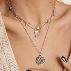 Filigrane Ketten | Hey Happiness Kette Viereck Anhänger Silber Silver