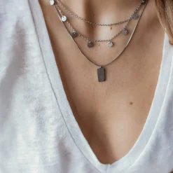 Filigrane Ketten | Hey Happiness Kette Viereck Anhänger Silber Silver
