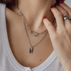 Filigrane Ketten | Hey Happiness Kette Viereck Anhänger Silber Silver