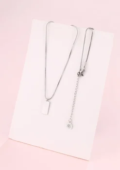 Filigrane Ketten | Hey Happiness Kette Viereck Anhänger Silber Silver