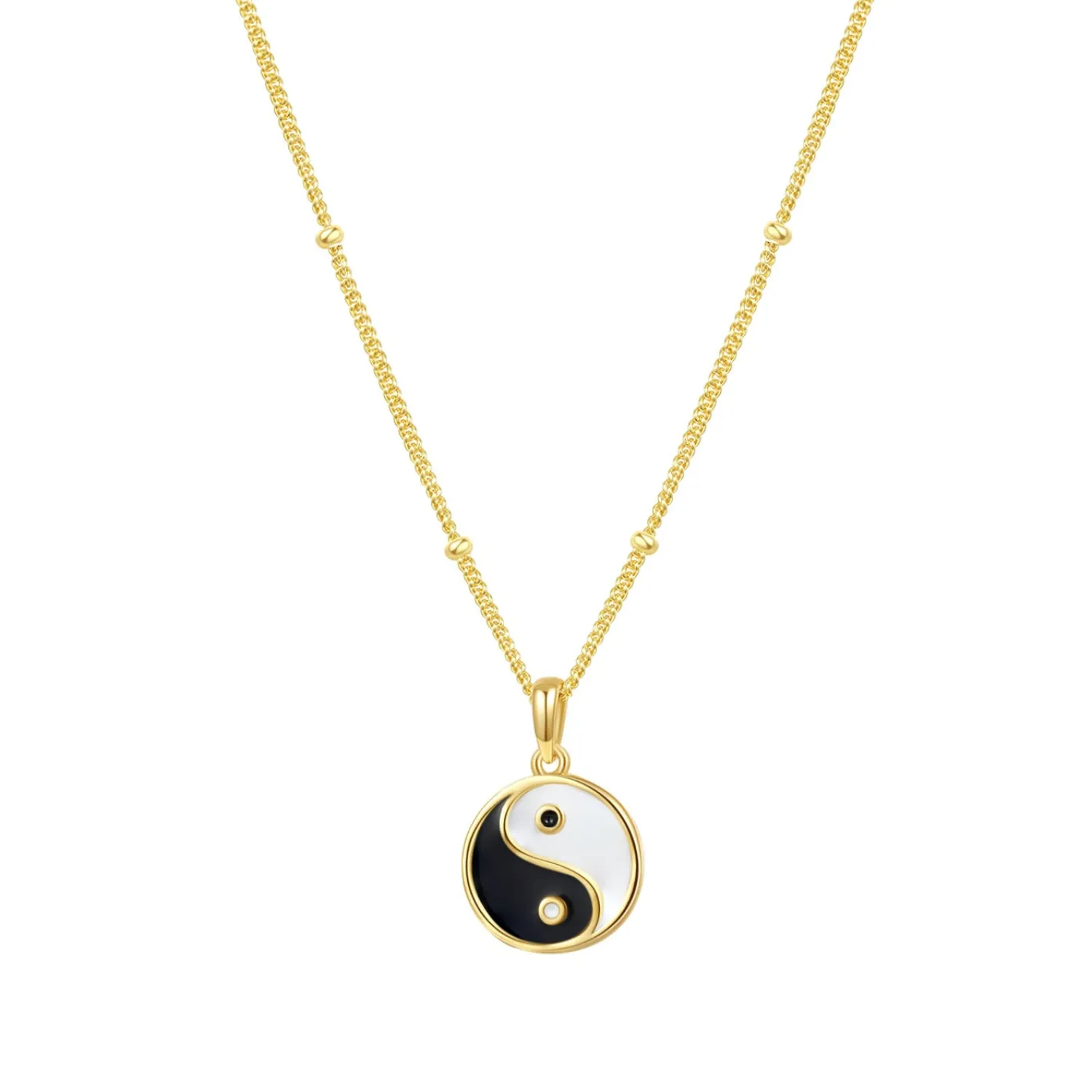 Filigrane Ketten | Hey Happiness Kette Yin Yang Anhänger Sterlingsilber in Gold