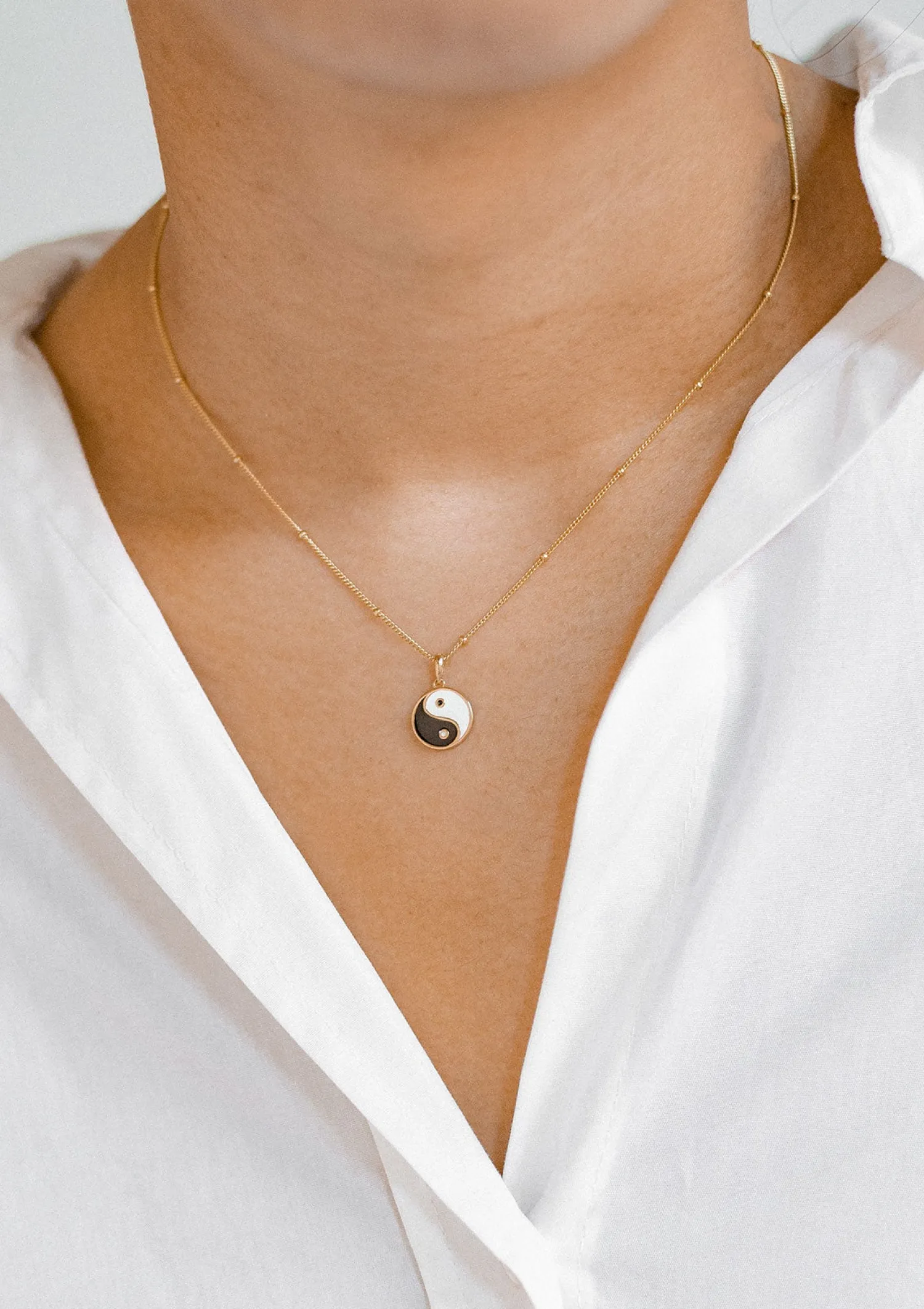 Filigrane Ketten | Hey Happiness Kette Yin Yang Anhänger Sterlingsilber in Gold