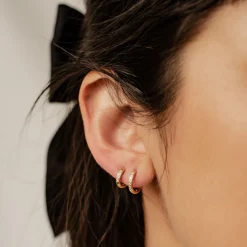 Creolen | Hey Happiness Klare Steine Creolen Ohrringe aus Edelstahl Gold