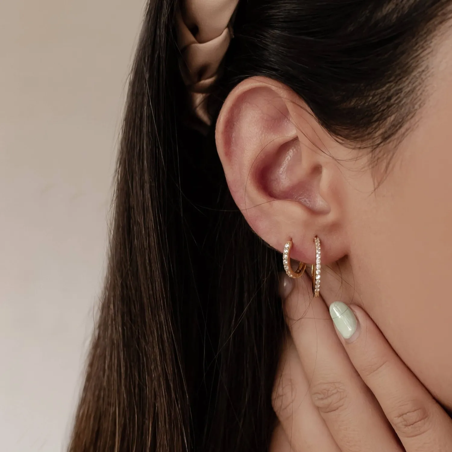Earring Stack Sets | Creolen | Hey Happiness Klare Steine Creolen Ohrringe Set aus Sterlingsilber