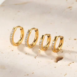 Creolen | Hey Happiness Klare Steine Creolen Ohrringe aus Edelstahl Gold