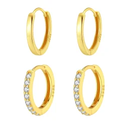 Earring Stack Sets | Creolen | Hey Happiness Klassische Band Creolen & Edelstein Huggie Ohrringe Set