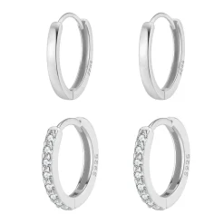 Earring Stack Sets | Creolen | Hey Happiness Klassische Band Creolen & Edelstein Huggie Ohrringe Set