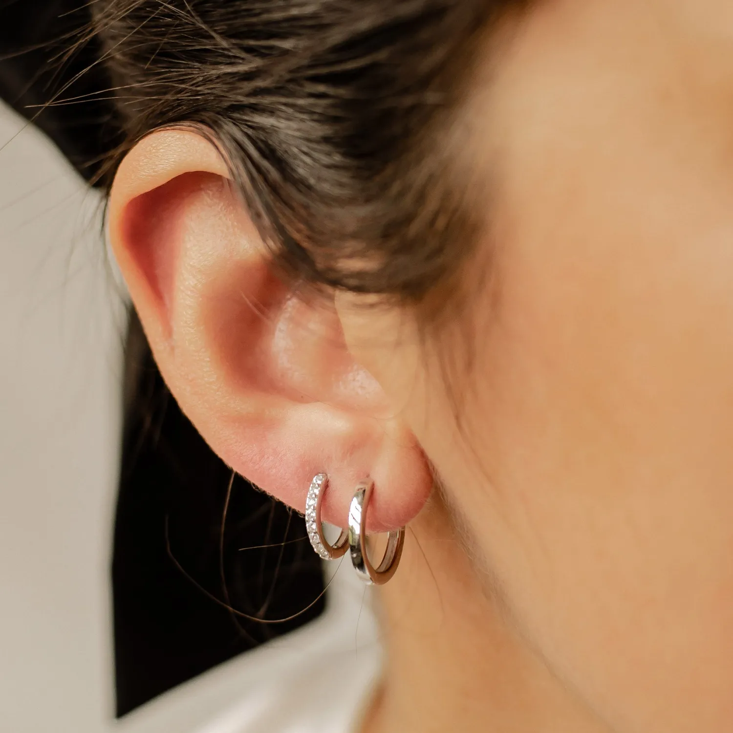 Earring Stack Sets | Creolen | Hey Happiness Klassische Band Creolen & Edelstein Huggie Ohrringe Set