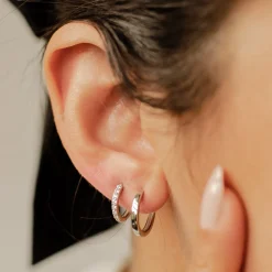 Earring Stack Sets | Creolen | Hey Happiness Klassische Band Creolen & Edelstein Huggie Ohrringe Set