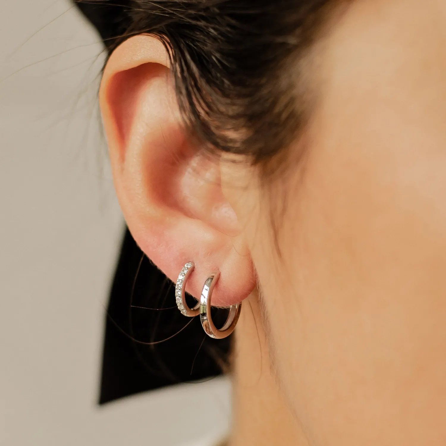 Earring Stack Sets | Creolen | Hey Happiness Klassische Band Creolen & Edelstein Huggie Ohrringe Set