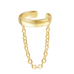 Ear Cuffs | Ohrstecker | Hey Happiness Klassischer Ear Cuff Ohrring mit Kettchen Sterlingsilber in Gold