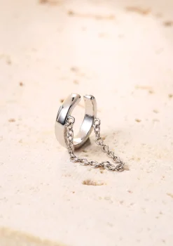 Ear Cuffs | Ohrstecker | Hey Happiness Klassischer Ear Cuff Ohrring mit Kettchen Sterlingsilber Silver