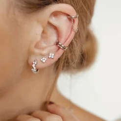 Ear Cuffs | Ohrstecker | Hey Happiness Klassischer Ear Cuff Ohrring mit Kettchen Sterlingsilber Silver