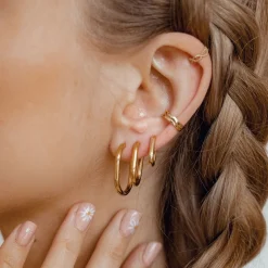 Creolen | Hey Happiness Kleine Dünne Ovale Creolen in Goldfarbe
