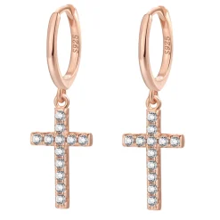Huggie Ohrringe | Hey Happiness Kreuz Huggies Creolen Sterlingsilber in Gold