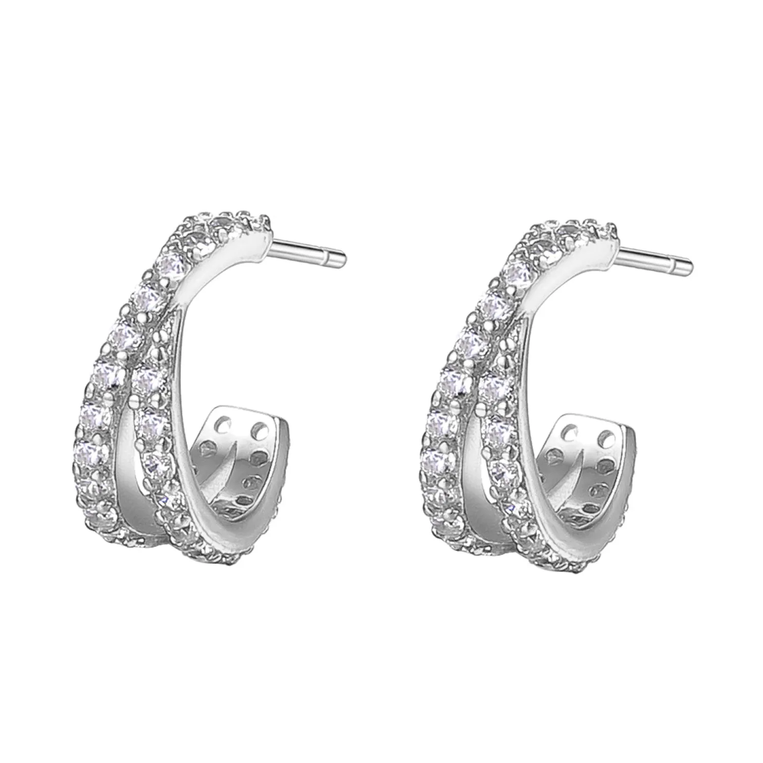 Creolen | Hey Happiness Kreuz und Quer Creolen mit Edelsteinen Sterlingsilber Silver
