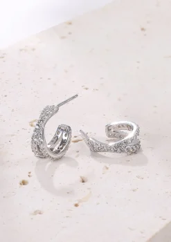 Creolen | Hey Happiness Kreuz und Quer Creolen mit Edelsteinen Sterlingsilber Silver