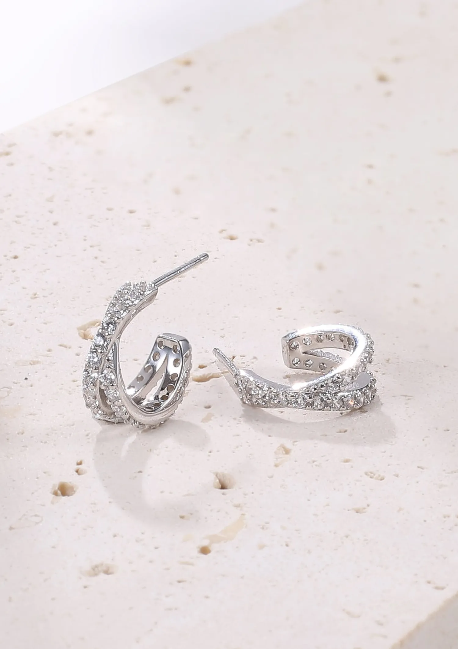 Creolen | Hey Happiness Kreuz und Quer Creolen mit Edelsteinen Sterlingsilber Silver