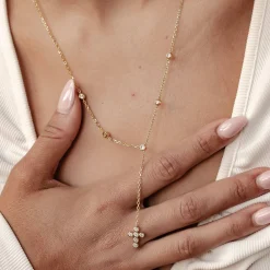 Lariat Necklaces | Filigrane Ketten | Hey Happiness Kreuz Y Lariat Kette aus Sterlingsilber
