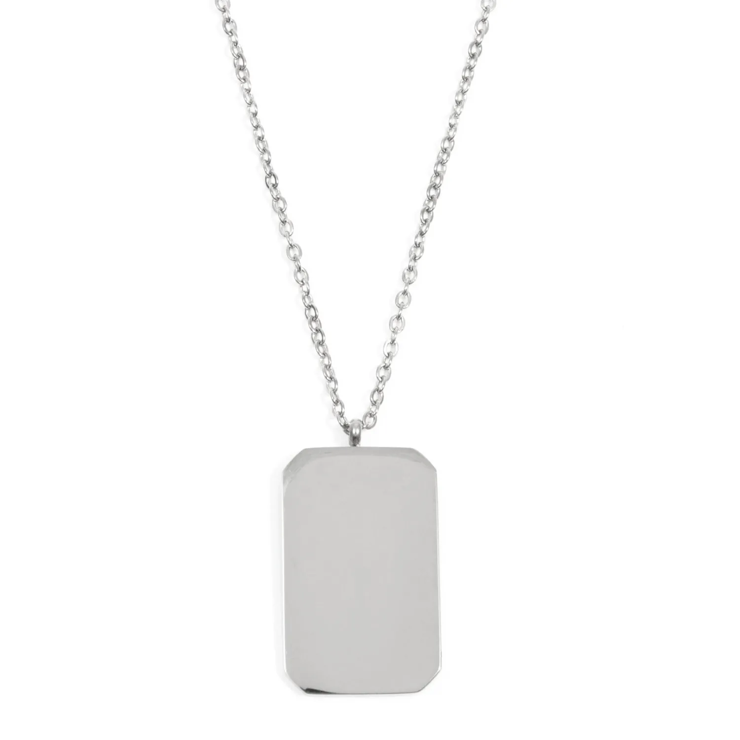 Filigrane Ketten | Hey Happiness Lange Kette Viereck Anhänger in Silberfarbe Silver